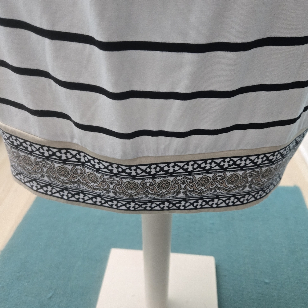 White House Black Market Bohemian Black and White Strapless Striped Dress - Picture 9 of 15